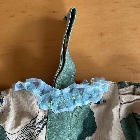 Vintage Kitchen Hand Towel Handmade Unique Dress Shape Colonial Print Bows Yarn - Picture 7 of 7